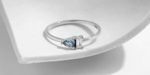 925 Sterling Silver Water Droplets Rectangle Zircon Rings