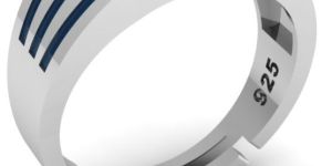 925 Silver Striped Zircon Ring For Mens