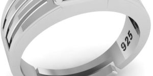 925 Silver Tapered Grooved Solitaire Engagement Ring