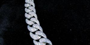 Men Sterling Silver Gold Plated Moissanite Hiphop Cuban Chain