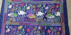 Ladies Handcrafted Kantha Work Semi Silk Saree