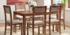 Glass Top Wooden Dining Table Set