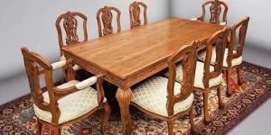 8 Seater Light Brown Solid Teak Wood Dining Table
