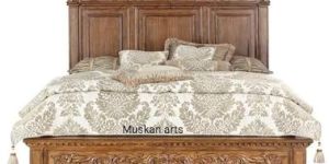Solid Teak Wooden Modern Handcarved King Size Bed