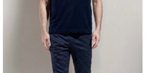 Mens Navy Blue Polo Neck T Shirt