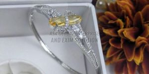 Ladies Brass Silver And Yellow Modern CZ Bracelet