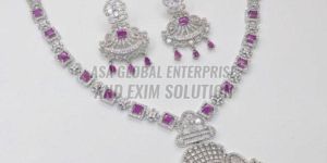 Ladies Purple Stone Brass Necklace Set