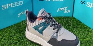 Speed Mens White Leather Running Sports Shoes