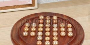 Wooden Round Solitaire Board Game