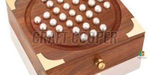 Wooden Square Solitaire Board Game