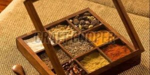Wooden Square Spice Box