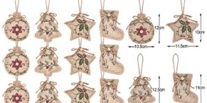 Burlap Rustic Christmas Tree Hanging Ornament - KDH - 014