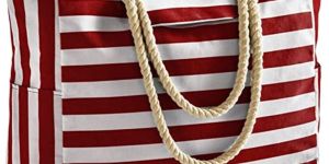 zipper closure cotton canvas swim pool beach tote bag