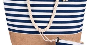 Designed Shoulder Cotton Canvas Bag with Jute Bottom - KJC - 013