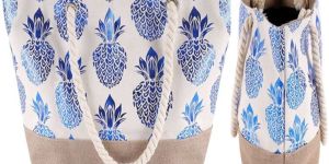 Fashionable Cotton Canvas Bag with Jute Bottom - KJC - 001