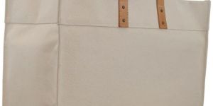 Natural Cotton Canvas Handy Shopper Tote Bag Leather Handle - KCC - 016