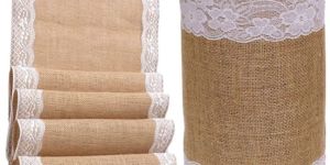 Natural Jute - Hessian Table Runner with White Lace - KRT - 001