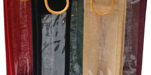 One Bottle Wine Jute - Tote Bag Clear Poly Window - KWC - 002