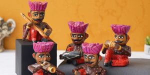 13cm Wooden Handcrafted Rajasthani Musician Set