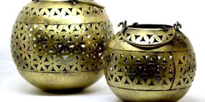 15cm Decorative Brass Bowls with Floral Design