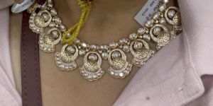 Ladies Gold Plated Diamond Polki Necklace