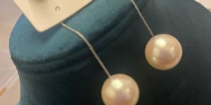 Ladies Modern White Long Pearl Earrings