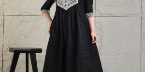 Ladies Rayon Real Mirror Work Ladies Casual Rayon Anarkali Suit With Pant & Dupatta Set