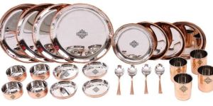 Indian Art Villa Pure Steel Copper 24 Piece Kitchen Dinner Set