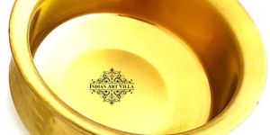 Indianartvilla Stainless Steel With Brass Finish Serving Handi Bowl