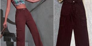 6 Pocket High Waist Brown Cargo Jeans