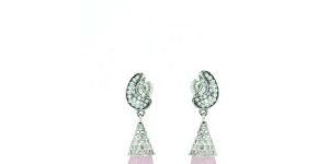 Women Pink Silver Drop Earrings