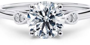 Designer Round and Pear Shape White Gold Diamond Ring