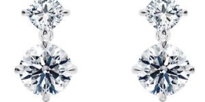 Designer Round Shape White Gold Diamond Drop Earrings