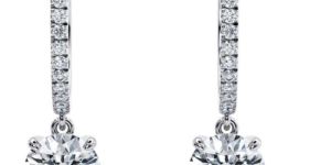 Designer Round Shape White Gold Diamond Earrings