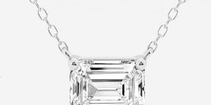 Emerald Shape White Gold Diamond Pendant