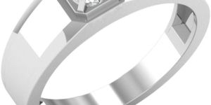 Mens Round Cut White Gold Diamond Ring