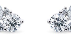 Pear and Round White Gold Diamond Stud Earrings