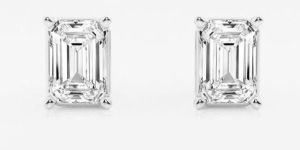 White Gold Emerald Cut Diamond Stud Earrings