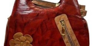 Women Floral Accent Leather Handbag