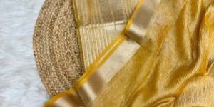 Exclusive Yellow Colour Tissue Silk Suit