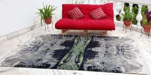 A4 Indo Tibetan Hand Embroidery Wool & Viscose Rug