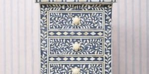 Bone Inlay 3 Drawers Bedside Table