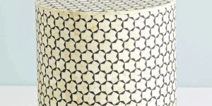 Bone Inlay End Bedside Table