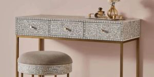 Stylish Bone Inlay Console Table