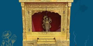Golden Metal Pooja Temple with Pillors - 15