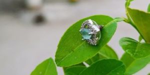 Women Elegant Aqua Stone Stud Earrings