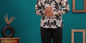 Men's Abstract Black and White Print Jaipur Full Sleeve Shirt