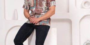 Men's Earthy Patchwork Print Short Sleeve Casual Shirt