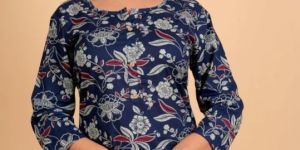 Sanganeri Printed Womens Short Kurti