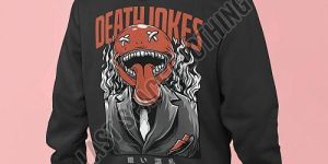 Mens Premium Quality Black Death Jokes Printed Fleece Hoodie